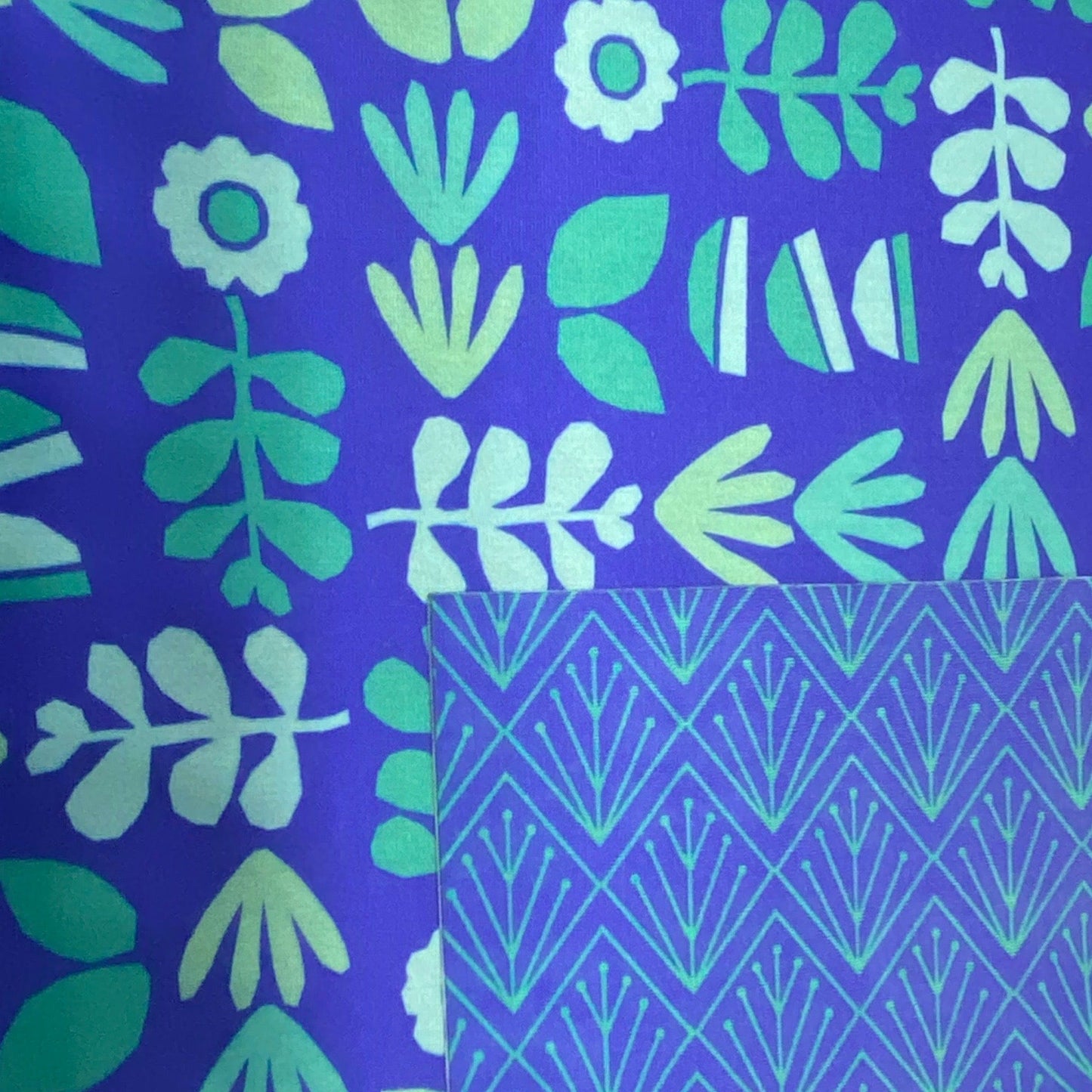 Large Reusable Cloth Furoshiki Gift Wrap | Blue Botanical-2