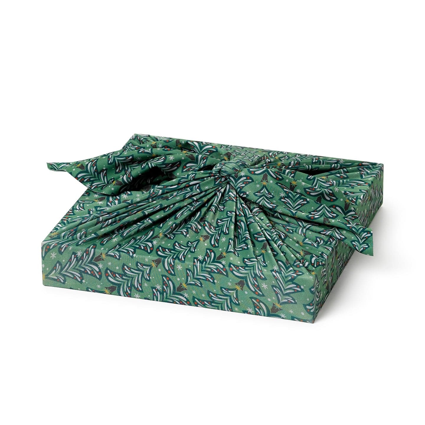 Set of 3 (S, L, XL) Reusable Cloth Furoshiki Gift Wrap | Christmas Trees & Bright Red-2