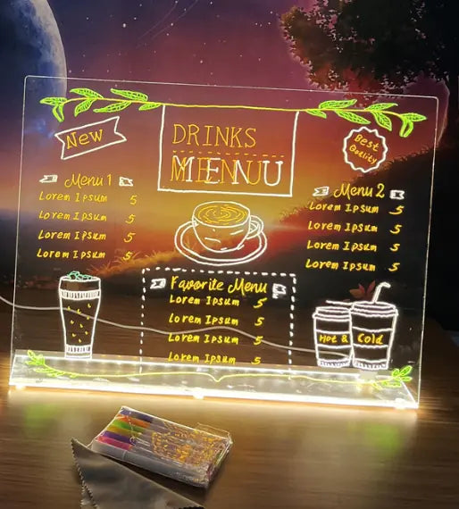 Erasable LED Acrylic Display Board for Night Markets