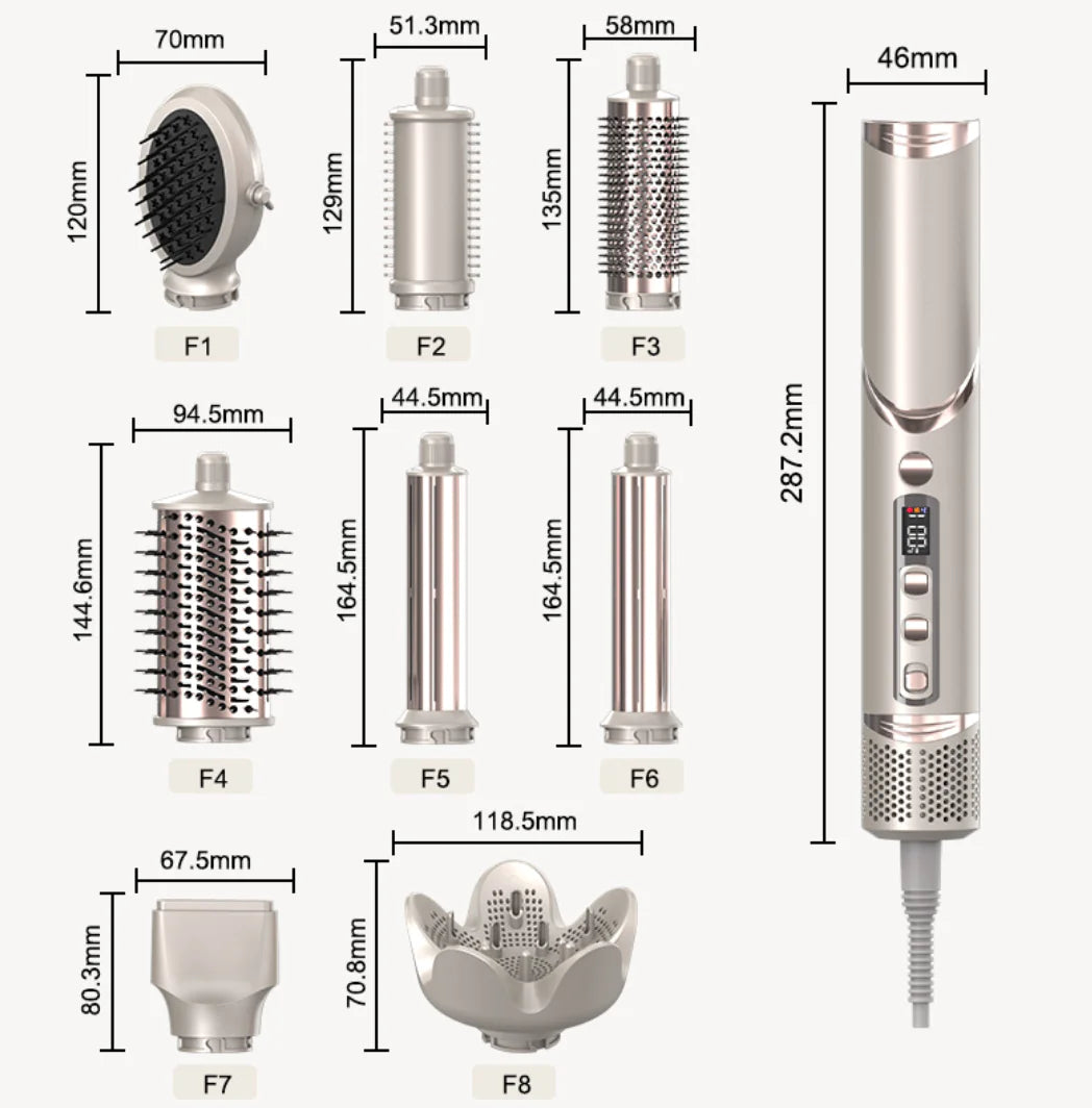 8-in-1 Foldable Hot Air Hair Styling Set