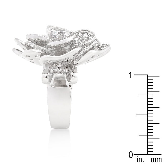 Large Flower Cubic Zirconia Cocktail Ring-3