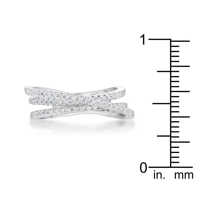 Lynn 0.25ct CZ Rhodium Twisted Trio Band Ring-4