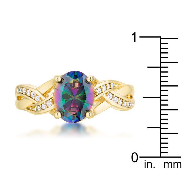 Justine 2ct Mystic CZ 14k Gold Classic Oval Ring-4