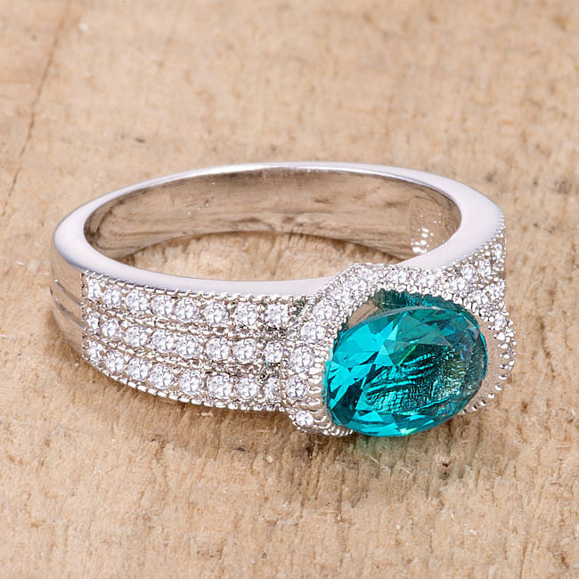 1.6 Ct Aqua Oval CZ Ring-0