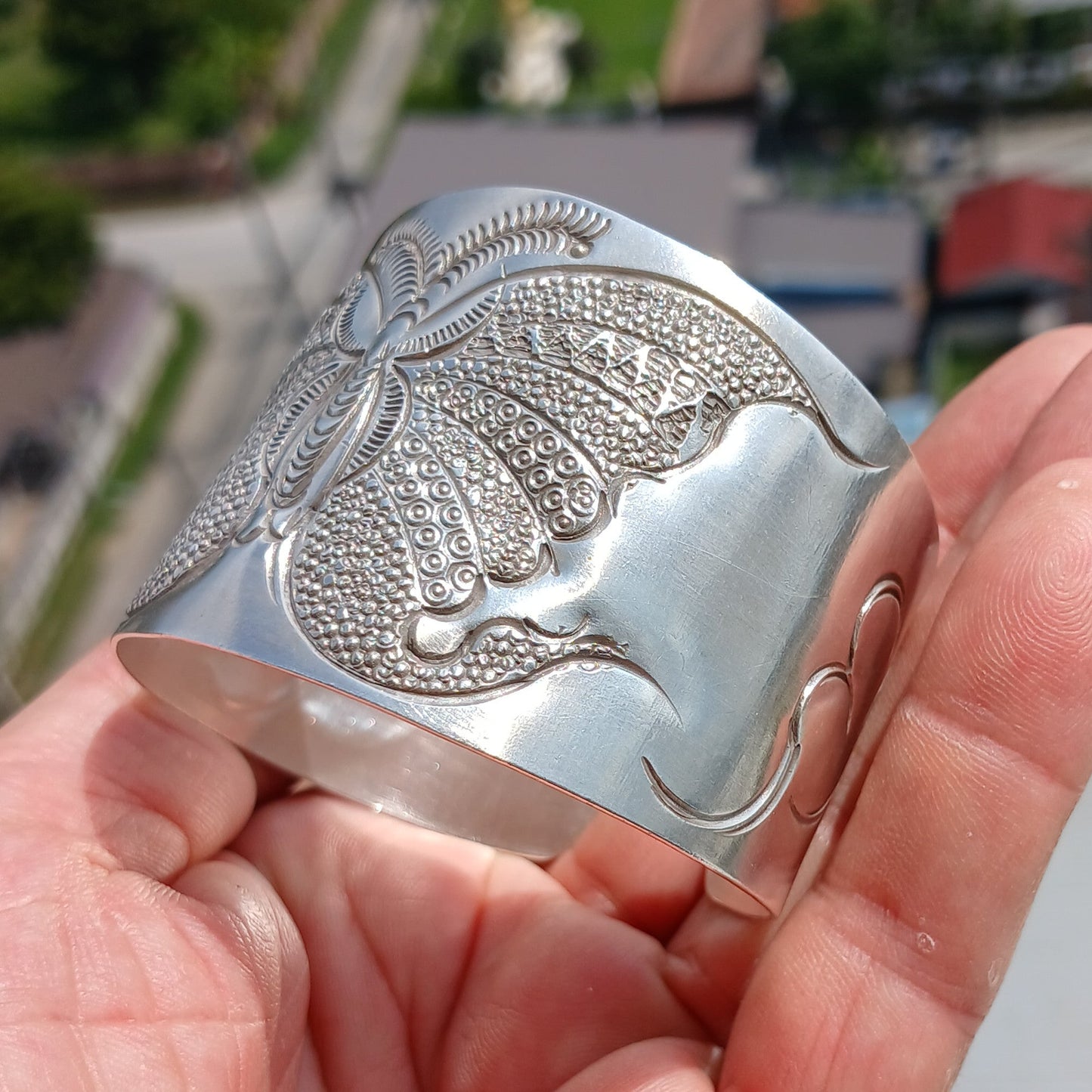 Butterfly Silver Bracelet, Minimalist Sterling Silver Bracelet, Extra wide Bracelet, Hand Crafted Sterling Silver Bracelet / Bangle-4