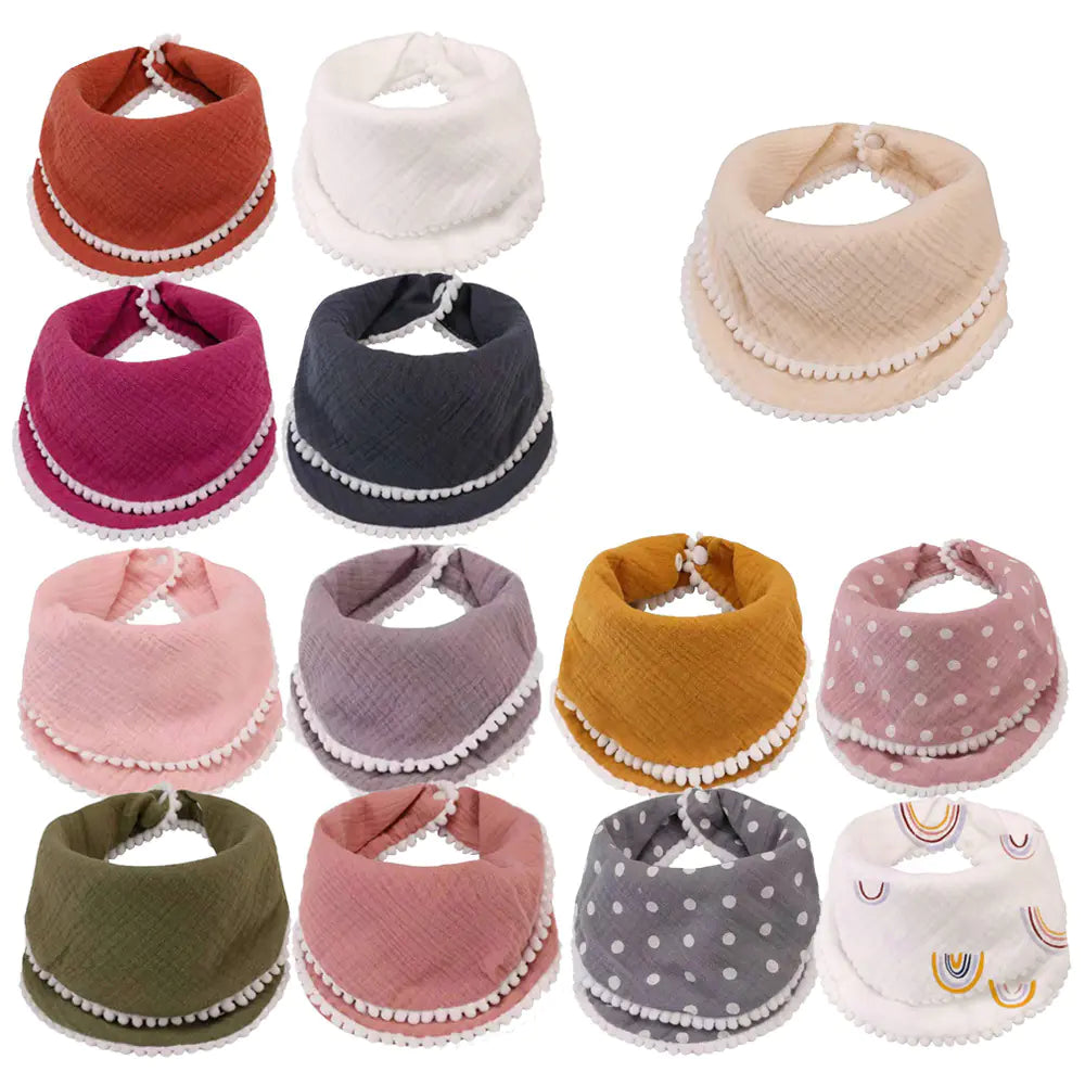 Cotton Gauze Baby Bibs with Lace for Newborns