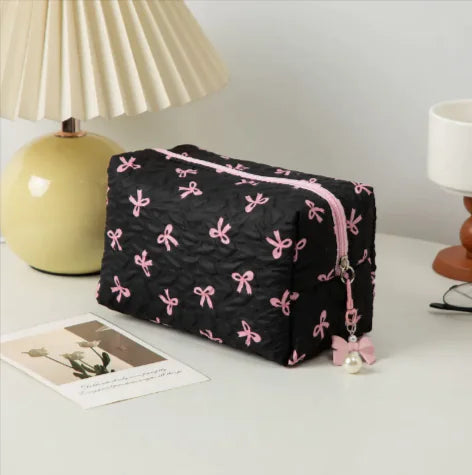 Large Bow Clutch Cosmetic Bag