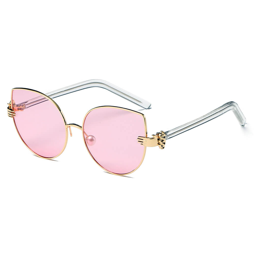 CENTRALIA | Women Metal Frame Cat Eye Hands Classic Sunglasses-5