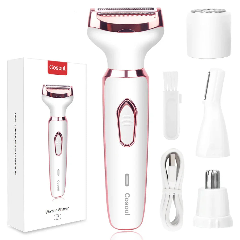 4 in 1 Electric Razor for Women Hair Trimmer White-3