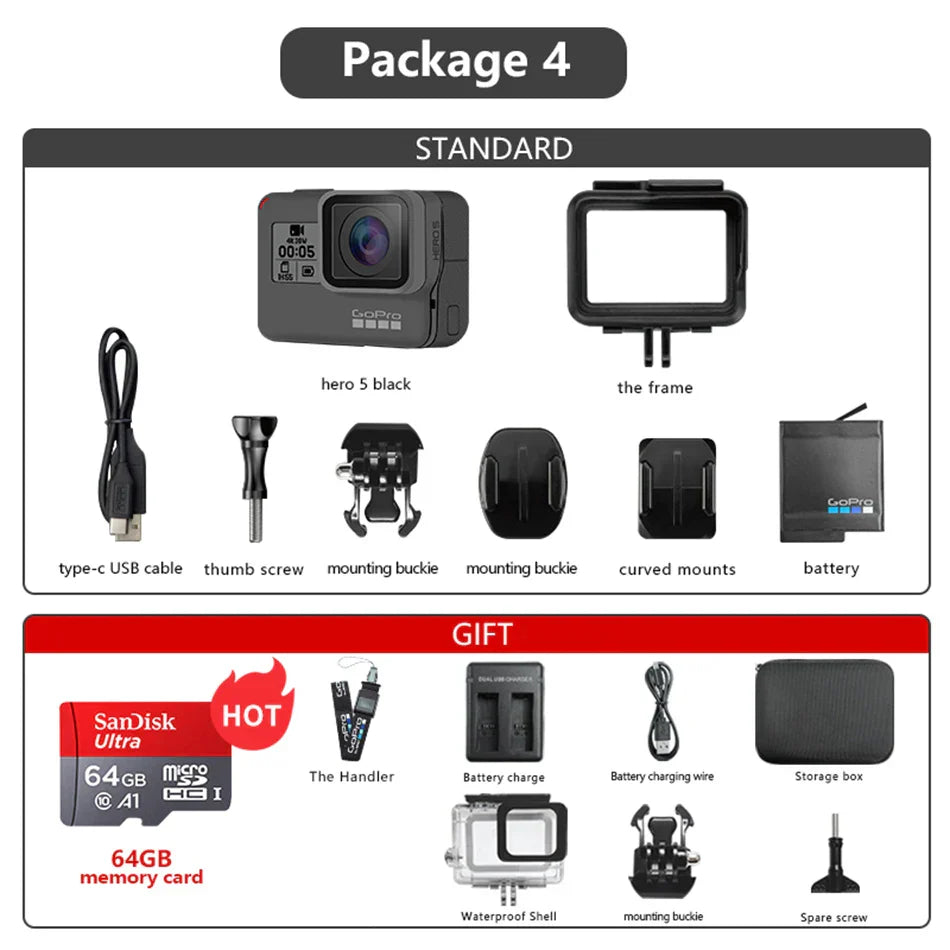 4K Ultra HD Sports Camera 64GB Included Black-1