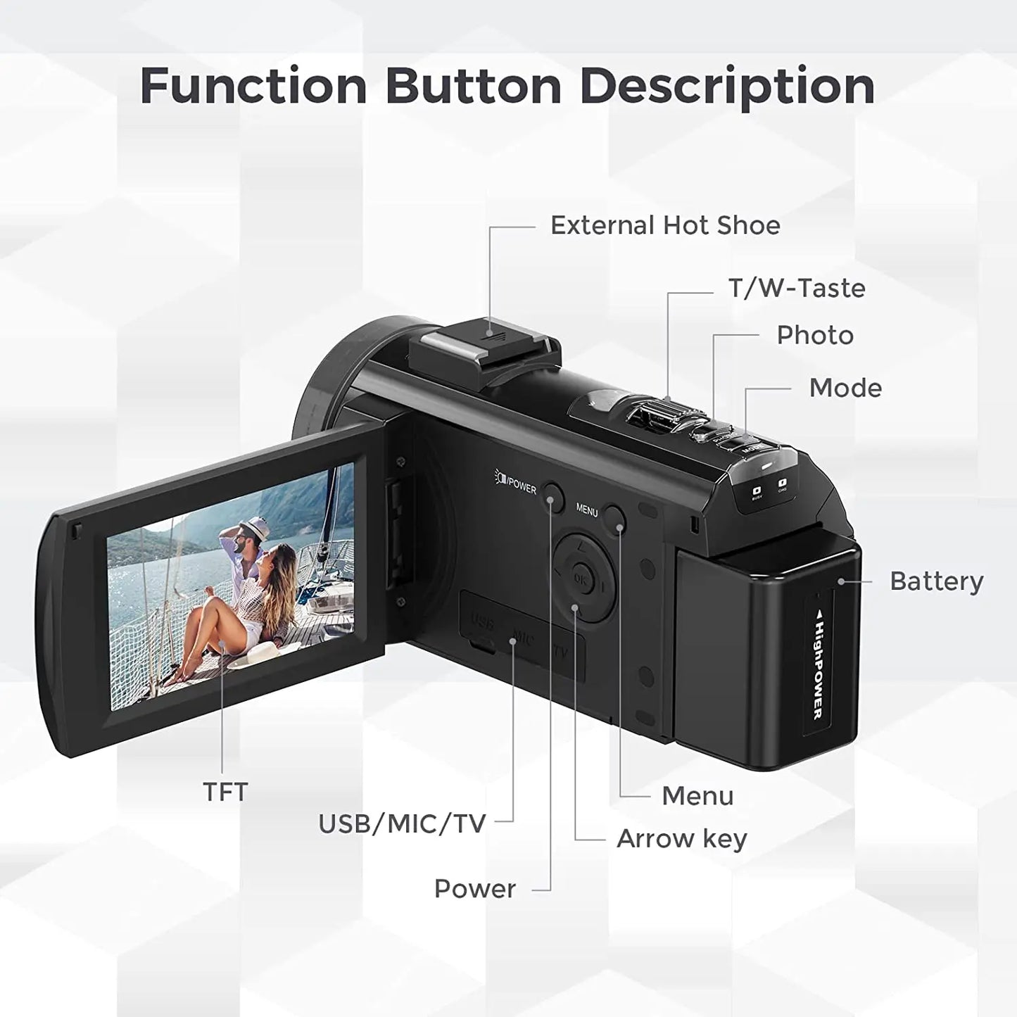Digital HD Camera with Rotating Screen with 32G Card Black-4