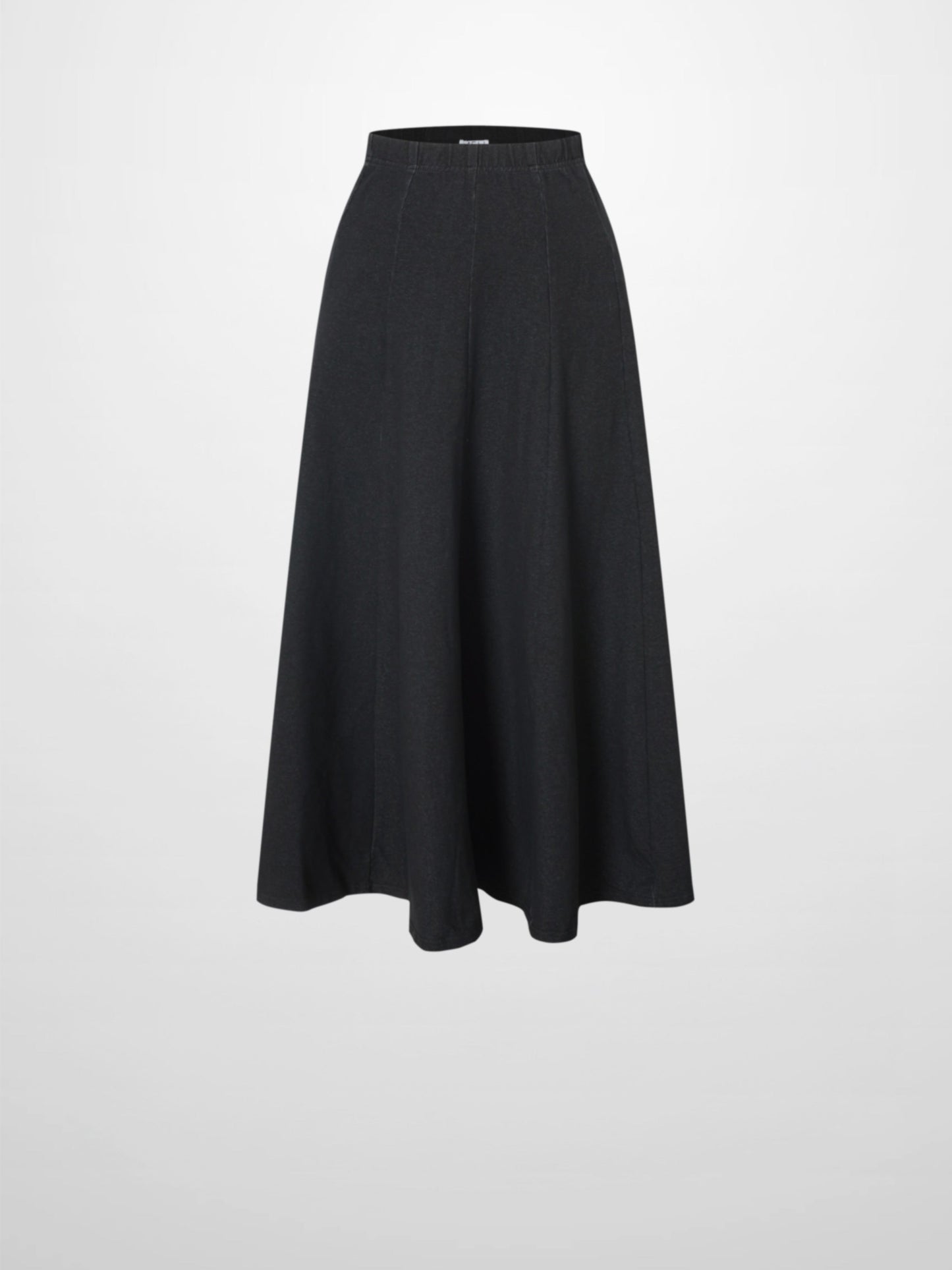 Paneled Flare Skirt 25"-Solid Black-1