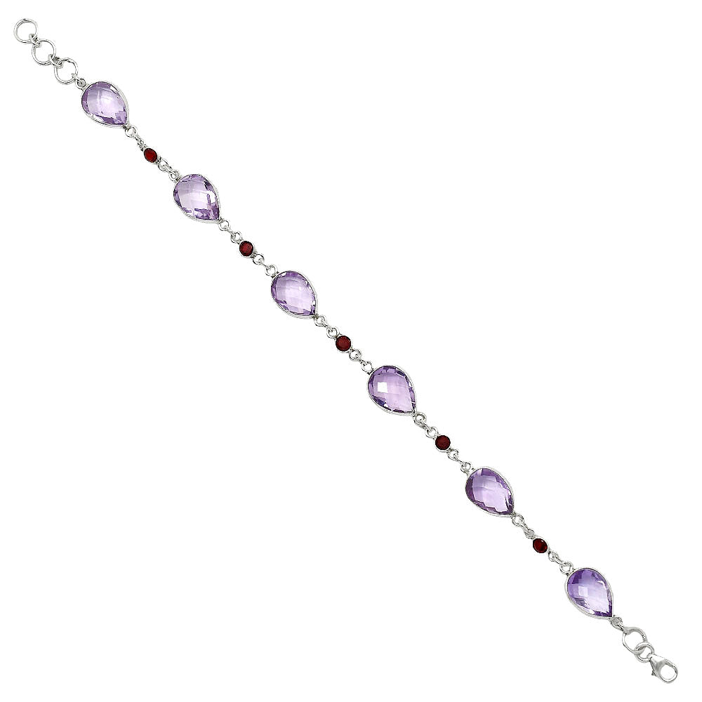 Amethyst Checker Briolette & Garnet Bracelet B-1006 SDB5054-3