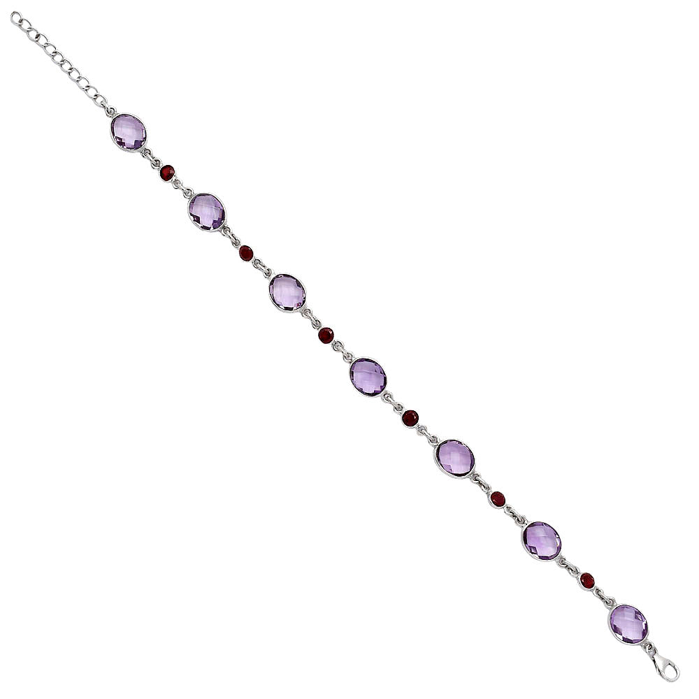 Amethyst Checker Briolette & Garnet Bracelet B-1006 SDB5312-3