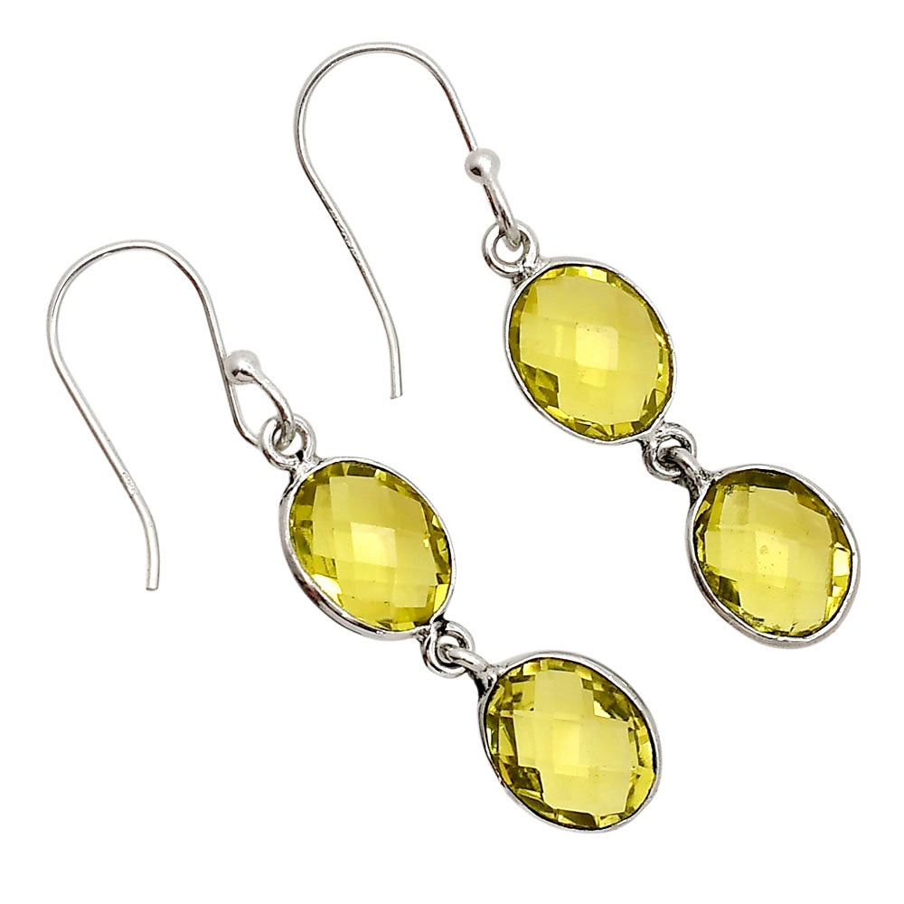 Lemon Quartz Checker Briolette Earrings E-1006 SDE90850-0