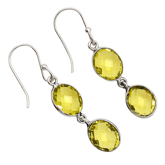 Lemon Quartz Checker Briolette Earrings E-1006 SDE90850-0