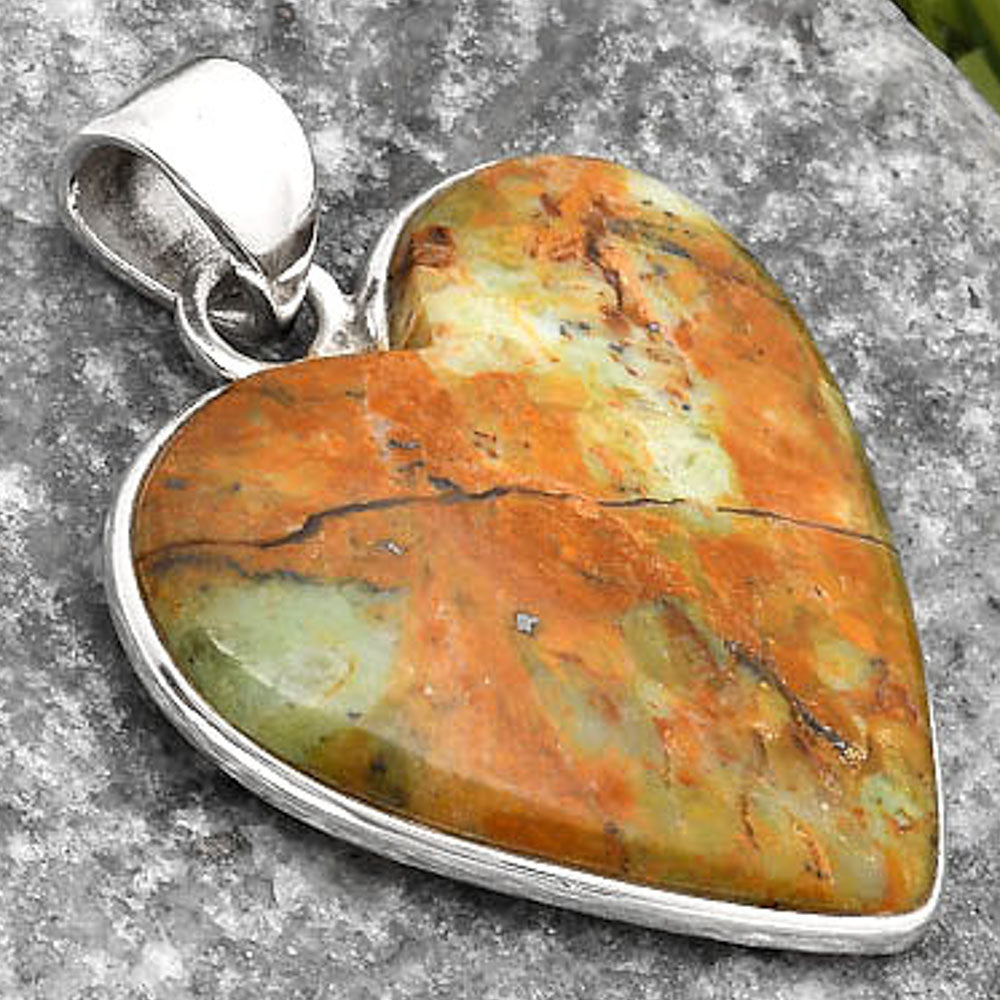 Heart Natural Chrome Chalcedony Pendant P-1043 SDP108233-2