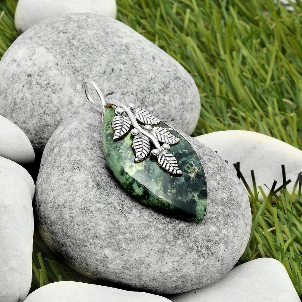 Leaves - Natural Star Galaxy Jasper Pendant P-1291 SDP117270-1