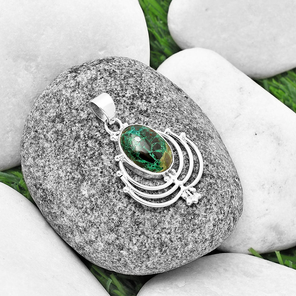 Lotus - Natural Shattuckite - USA Pendant P-1702 SDP137113-1