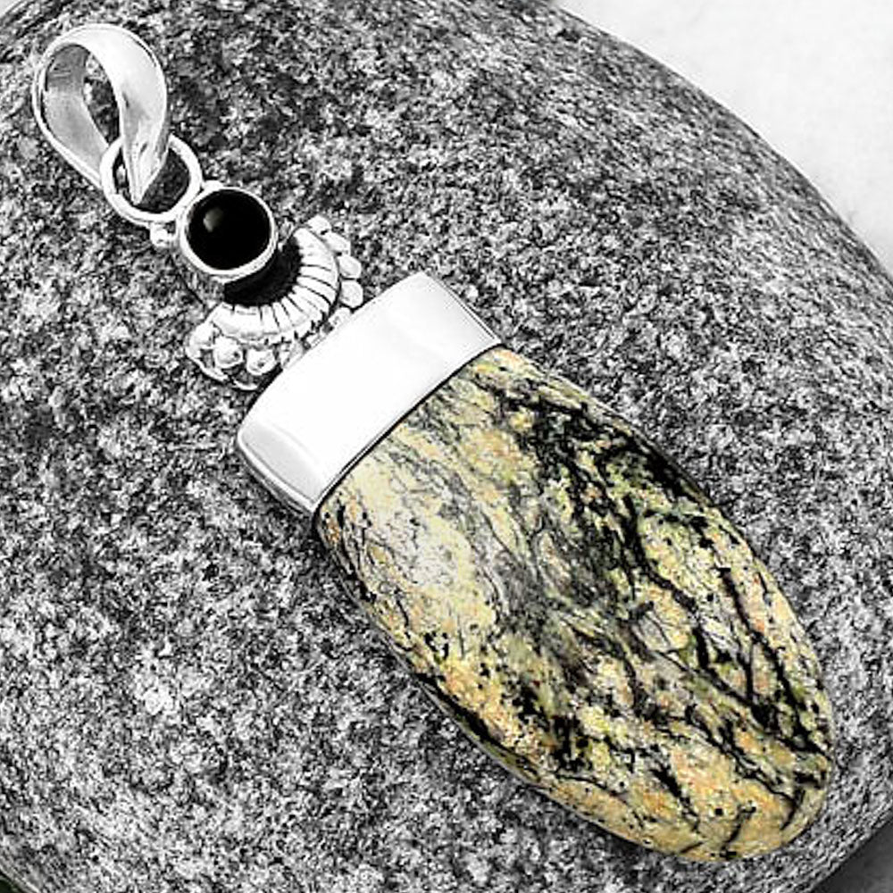 Crescent Moon Morrisonite Jasper & Black Onyx Pendant P-1453 SDP141039-2