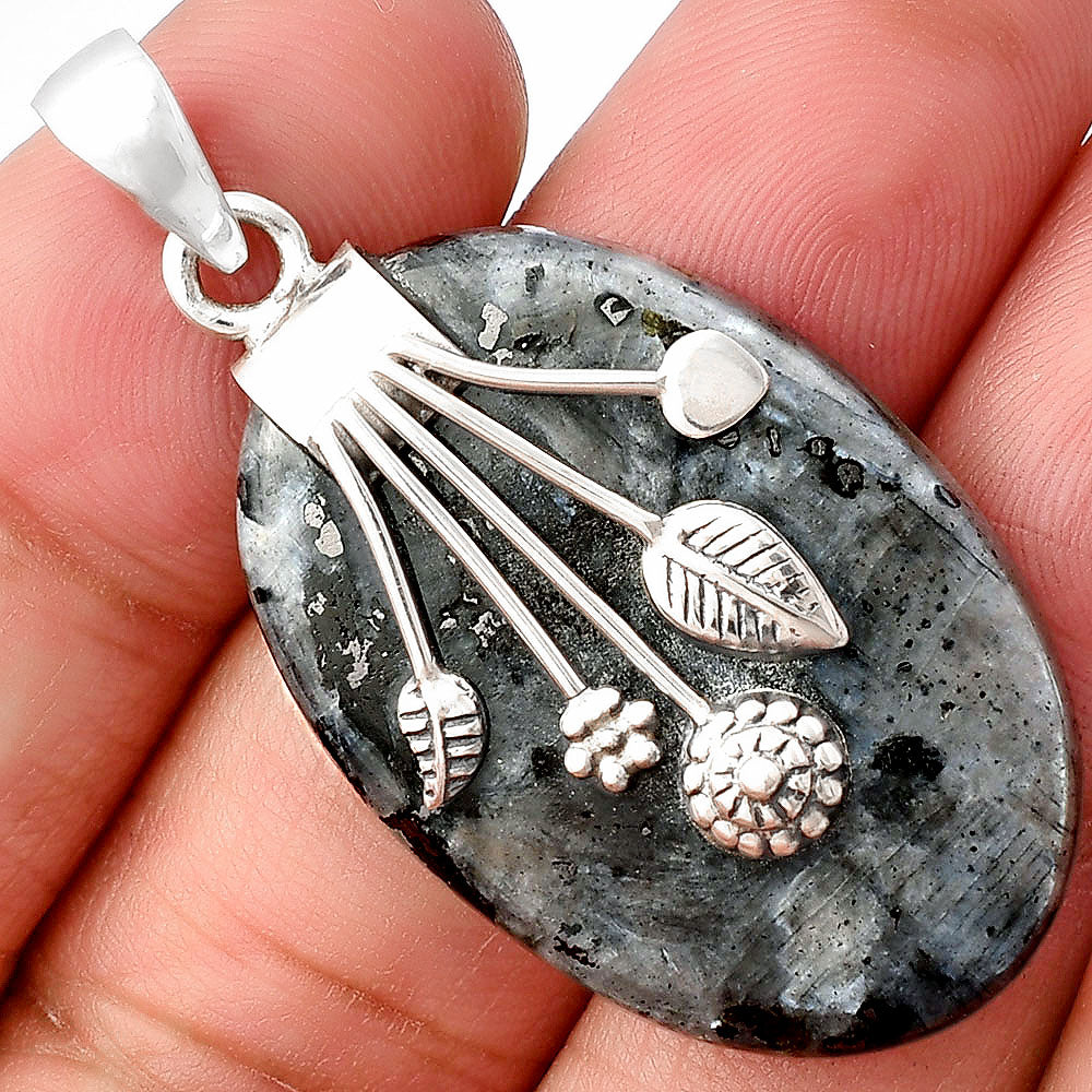Larvikite Stone - Black Moonstone Pendant P-1647 SDP141305-0