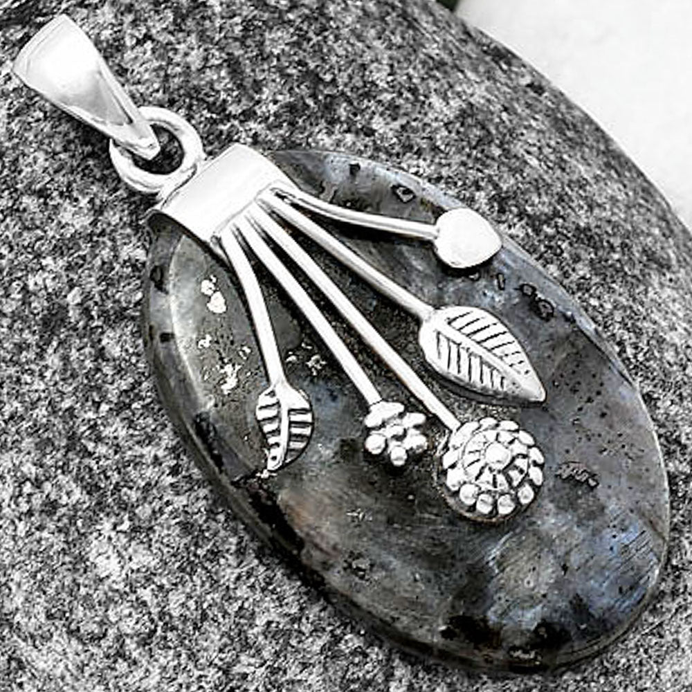 Larvikite Stone - Black Moonstone Pendant P-1647 SDP141305-2