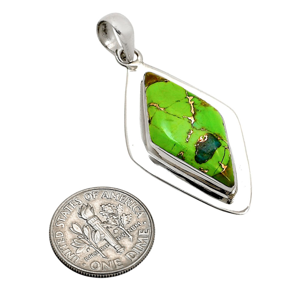 Blue Turquoise In Green Mohave Pendant P-1076 SDP158202-2
