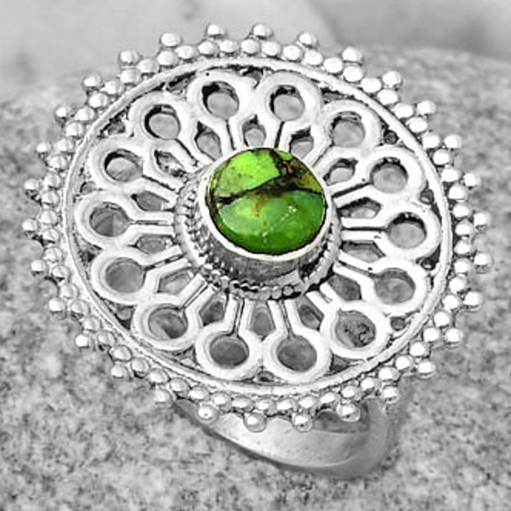 Artisan - Green Matrix Turquoise Ring size-7 R-1107 SDR169390-2