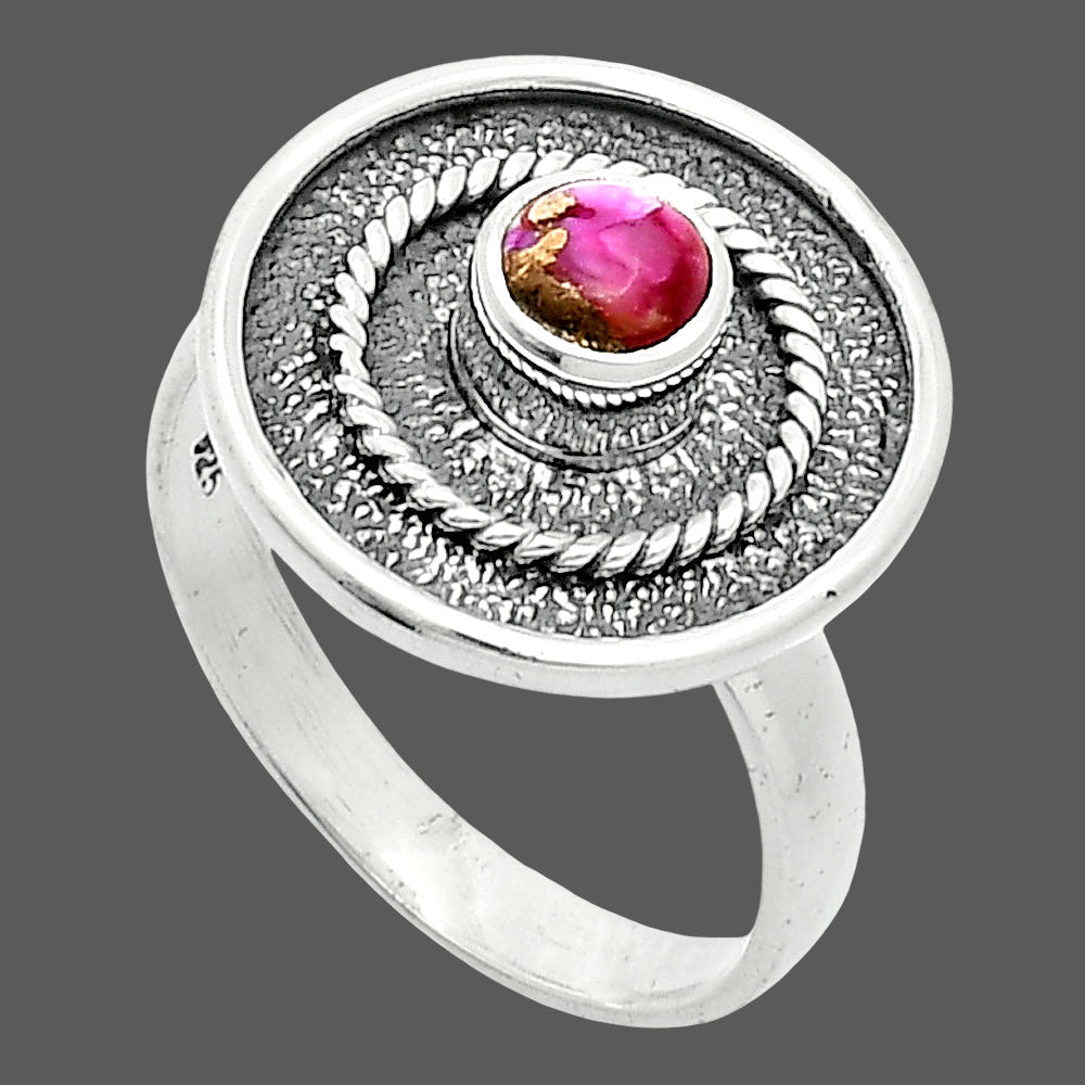 Kingman Pink Dahlia Turquoise Ring size-8 R-1439 SDR244318-2