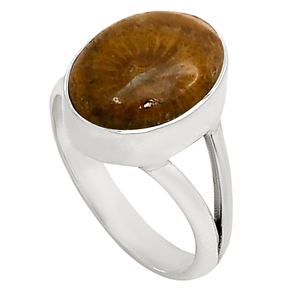 Flower Fossil Coral Ring size-7 R-1002 SDR250570-2