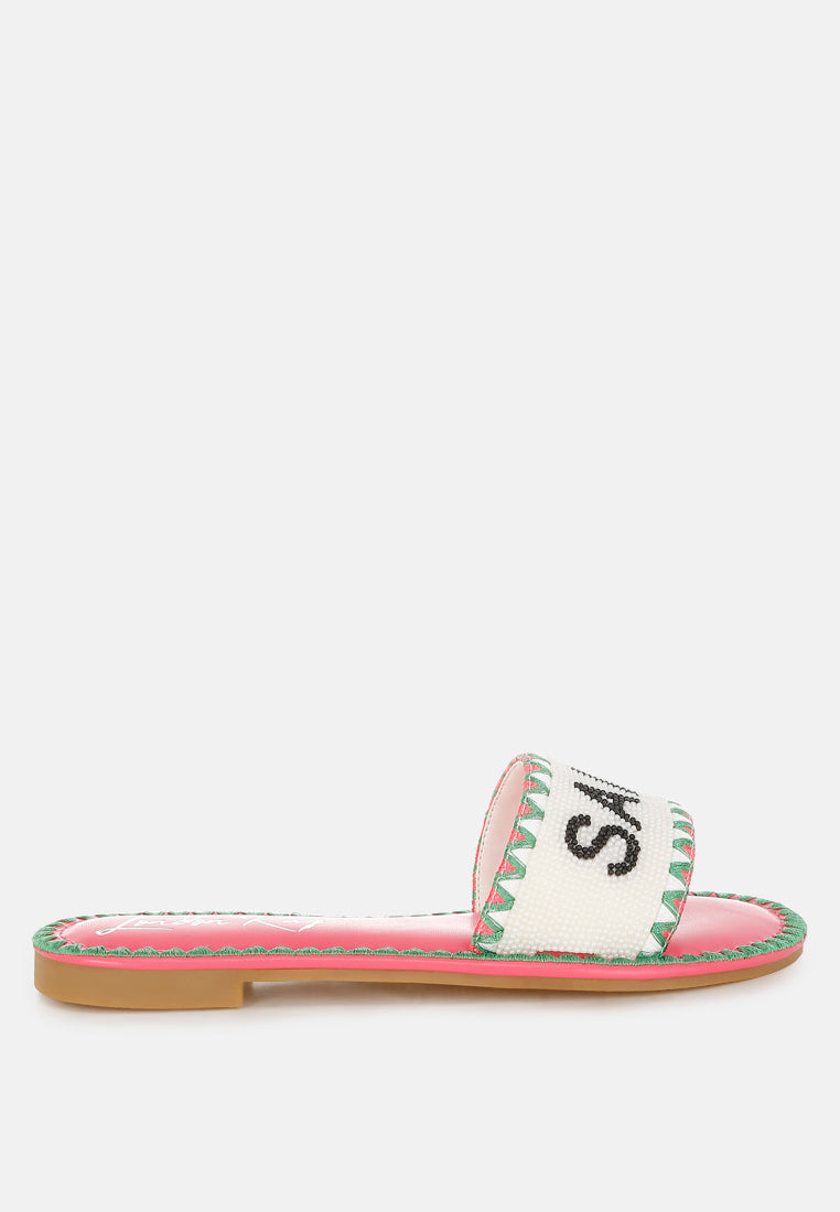 Getaway Beaded Saint Tropez Flat Slip Ons-5