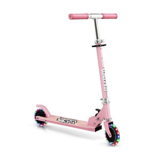 Folding Kick Scooter with 3 Adjustable Heights for Kids-Pink-9