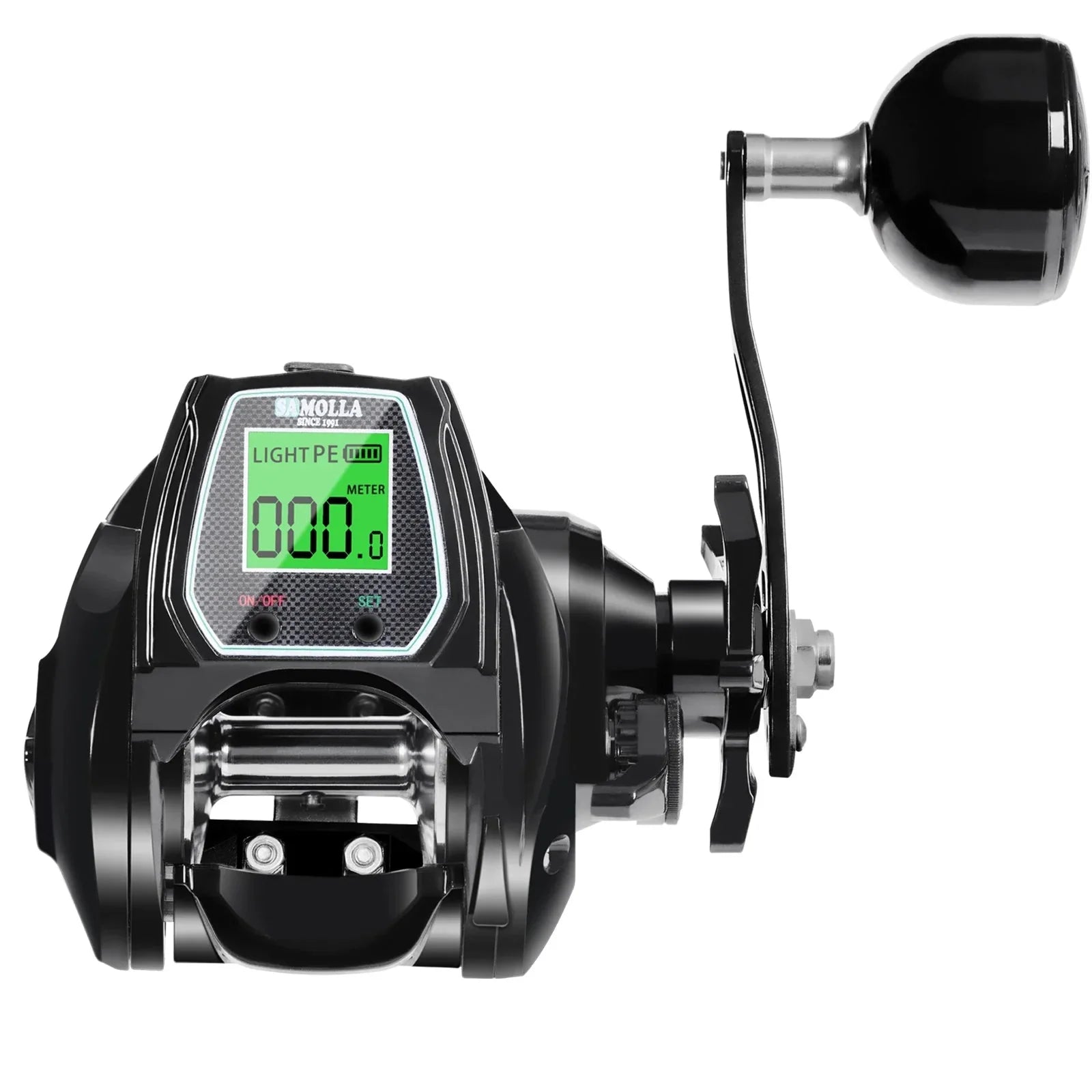 Large Electronic Baitcasting Reel Digital Display Right Hand Black-0