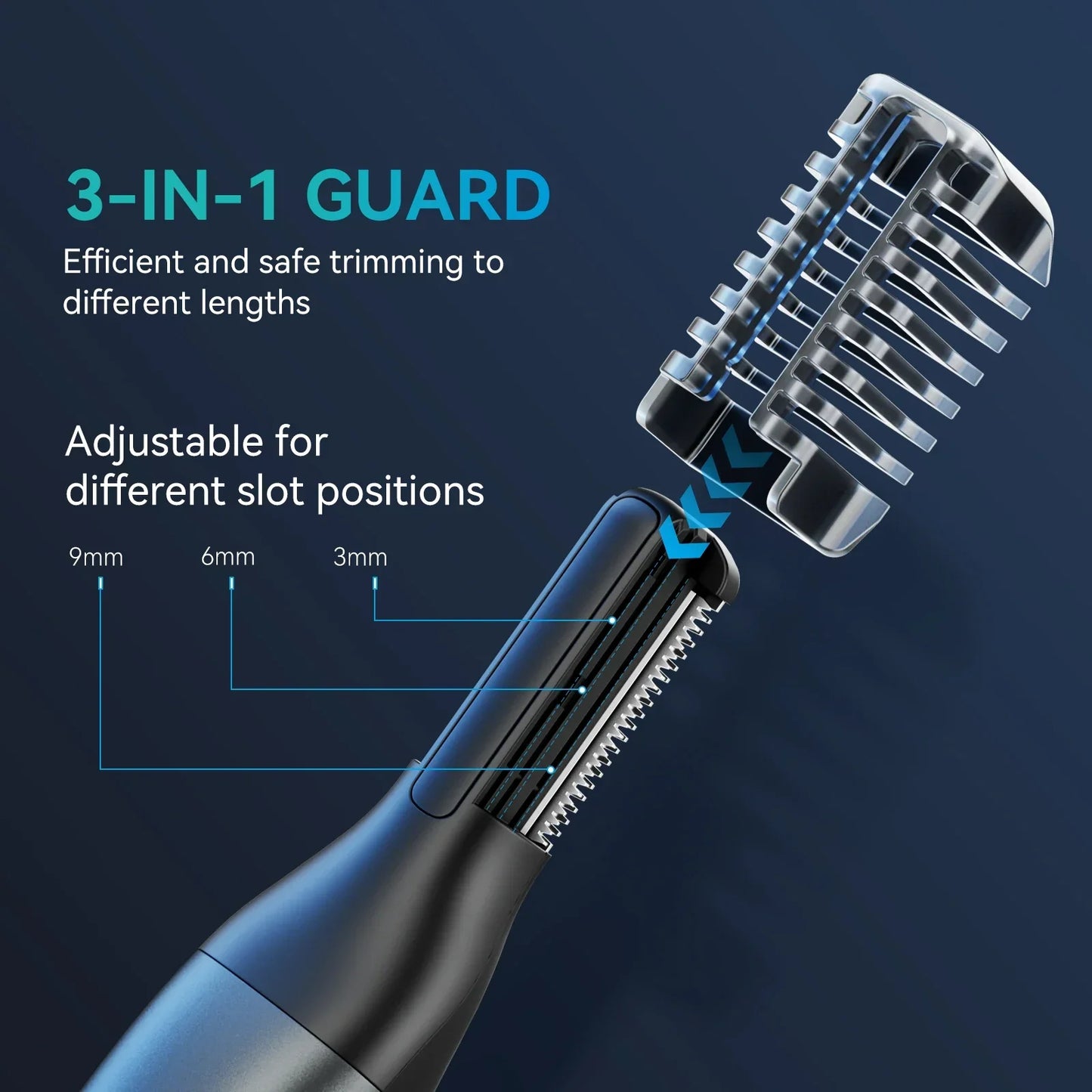 2-in-1 Dual-Sided Electric Trimmer Shaver Beard Body Razor Black-3
