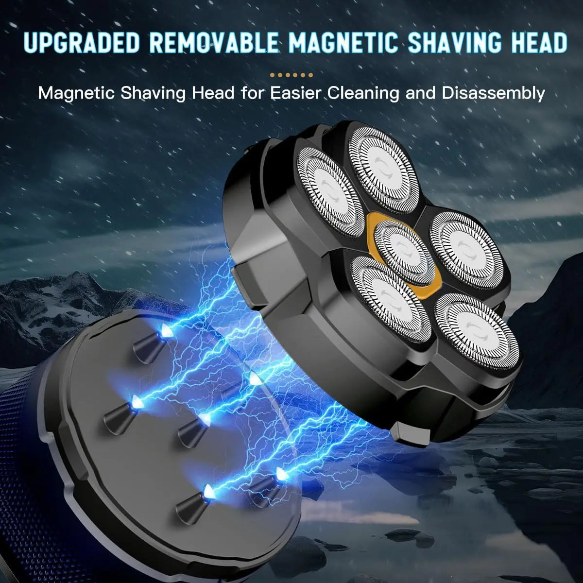 6D Electric Head And Face Shaver Rechargeable Cordless for Men Blue-4