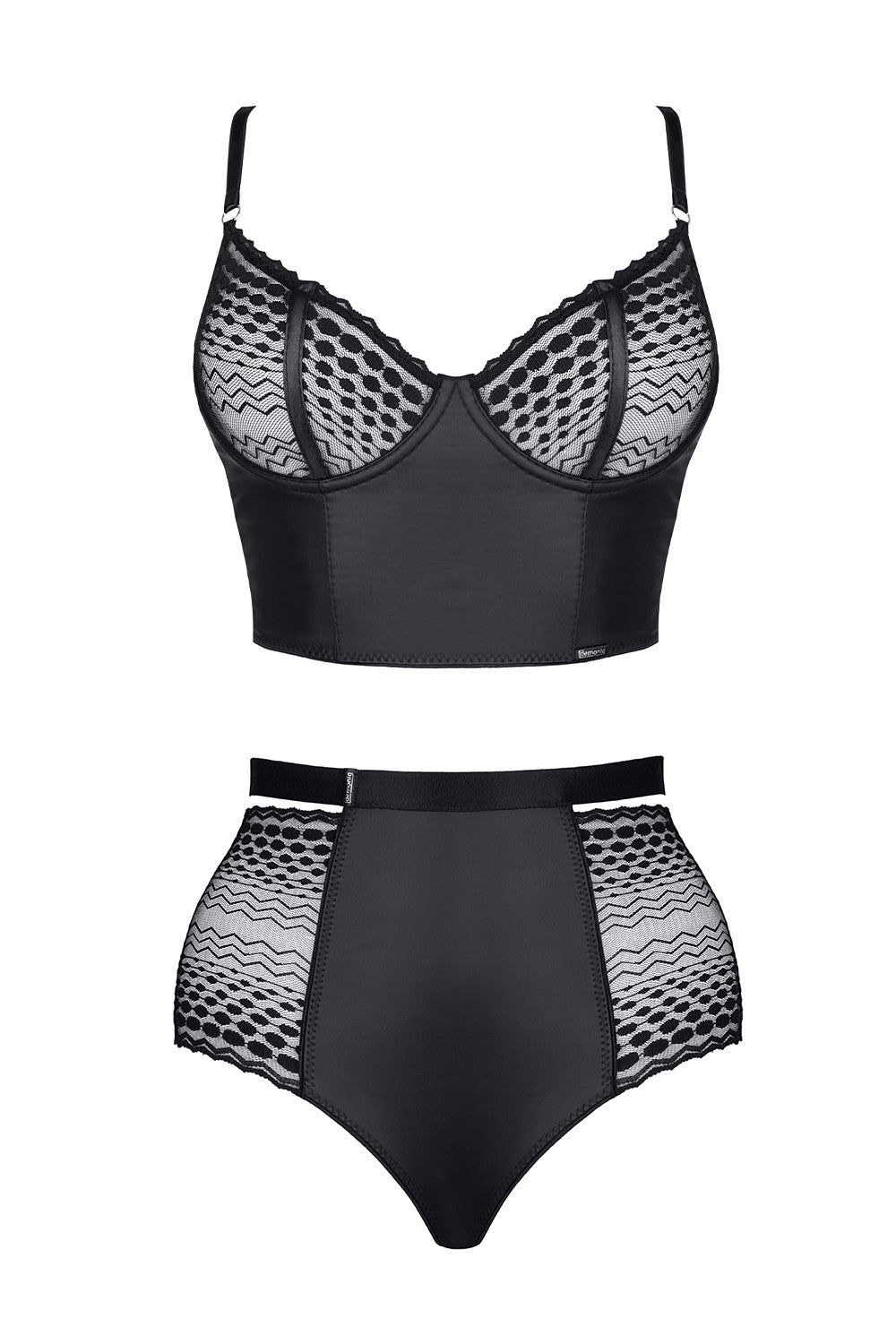 Sheer Lace Longline Bra & High Waist Briefs Demoniq Yessenia-3