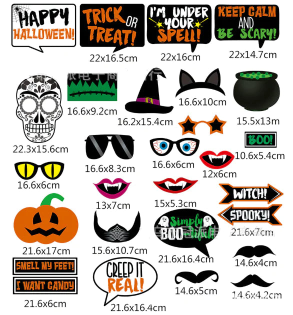 2020 Halloween Creative Props - 28-Piece Photo Set