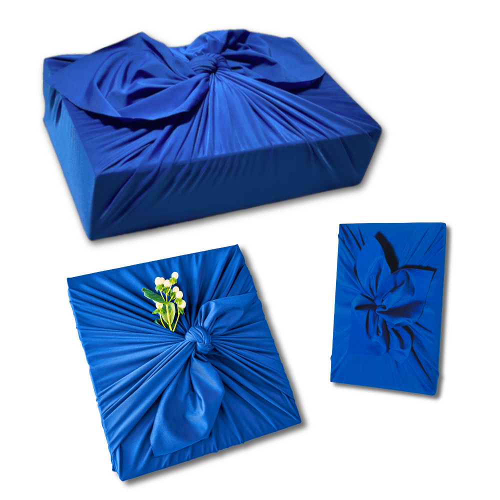 Set of 3 (S, L, XL) Reusable Cloth Furoshiki Gift Wrap | Deep Blue-1