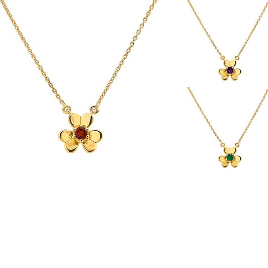 18K Gold Over Brass Natural Gemstones Round Shape Necklace BN-1035 TGN1006-0