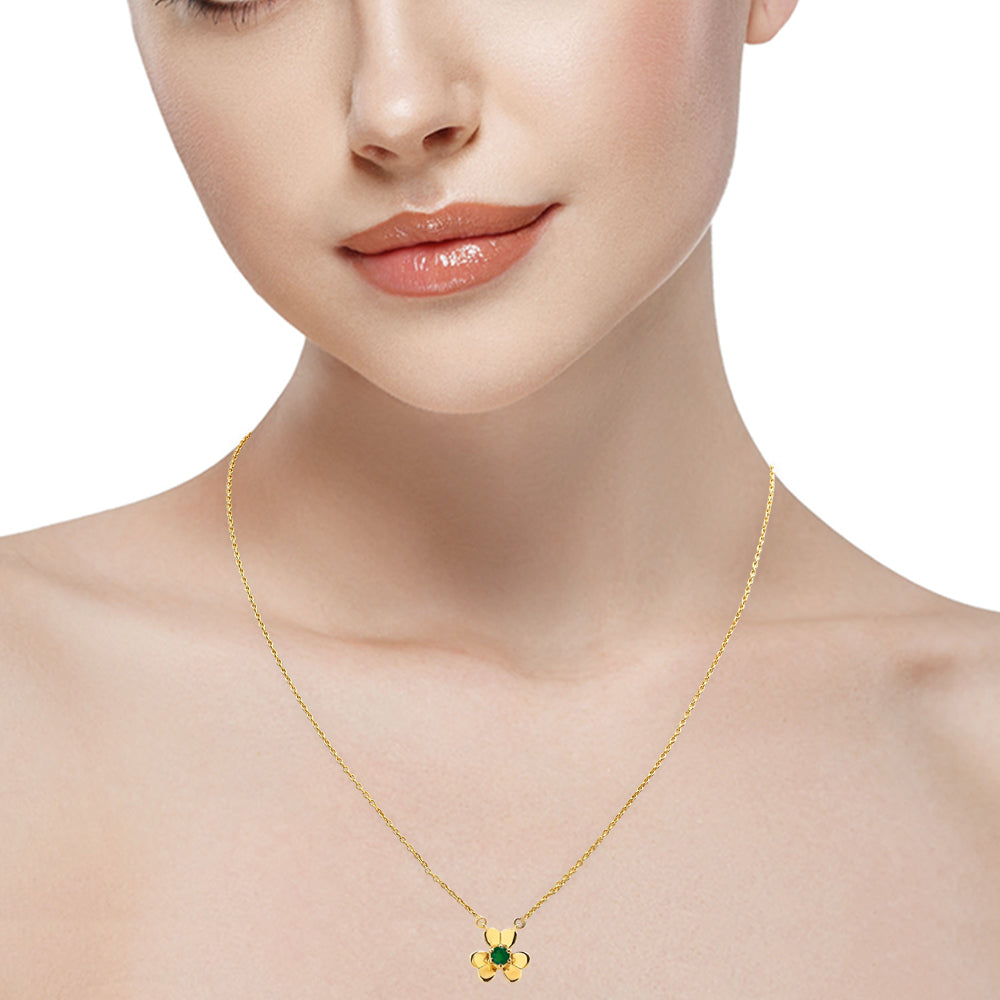 18K Gold Over Brass Natural Gemstones Round Shape Necklace BN-1035 TGN1006-1