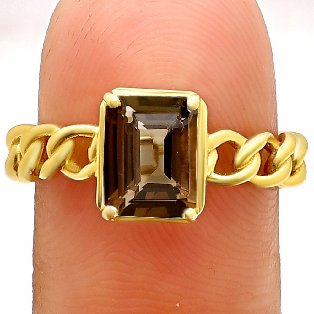 18K Gold Over Brass Natural Gemstones Octagon Shape Ring Size (5-8) TGR1015 RM-1749-5