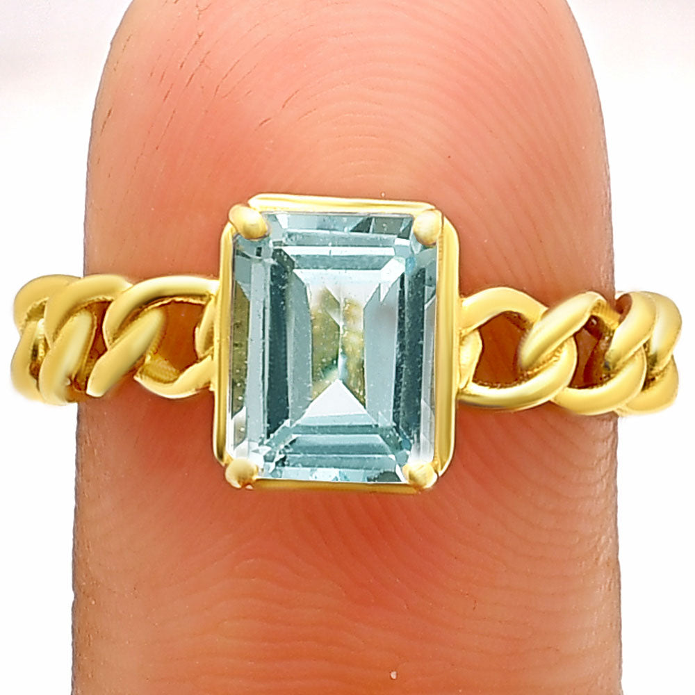 18K Gold Over Brass Natural Gemstones Octagon Shape Ring Size (5-8) TGR1015 RM-1749-6