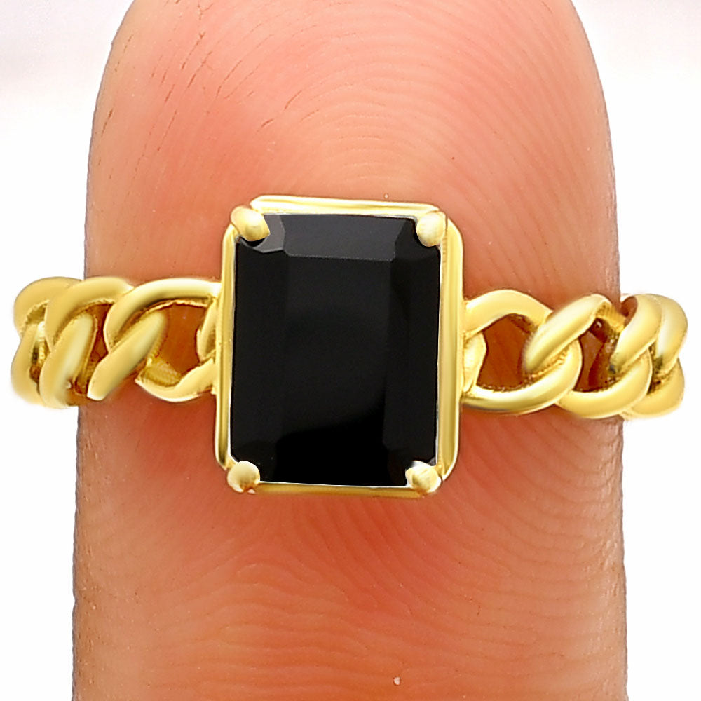 18K Gold Over Brass Natural Gemstones Octagon Shape Ring Size (5-8) TGR1015 RM-1749-7