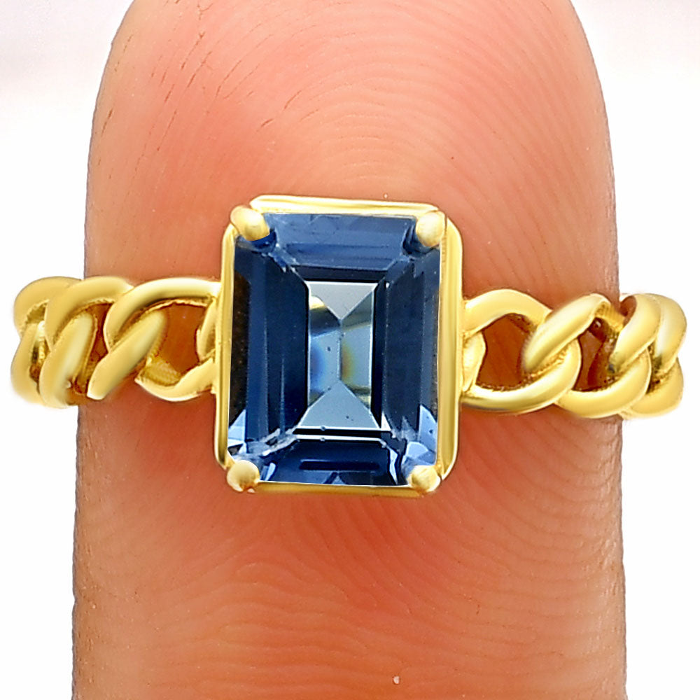18K Gold Over Brass Natural Gemstones Octagon Shape Ring Size (5-8) TGR1015 RM-1749-9