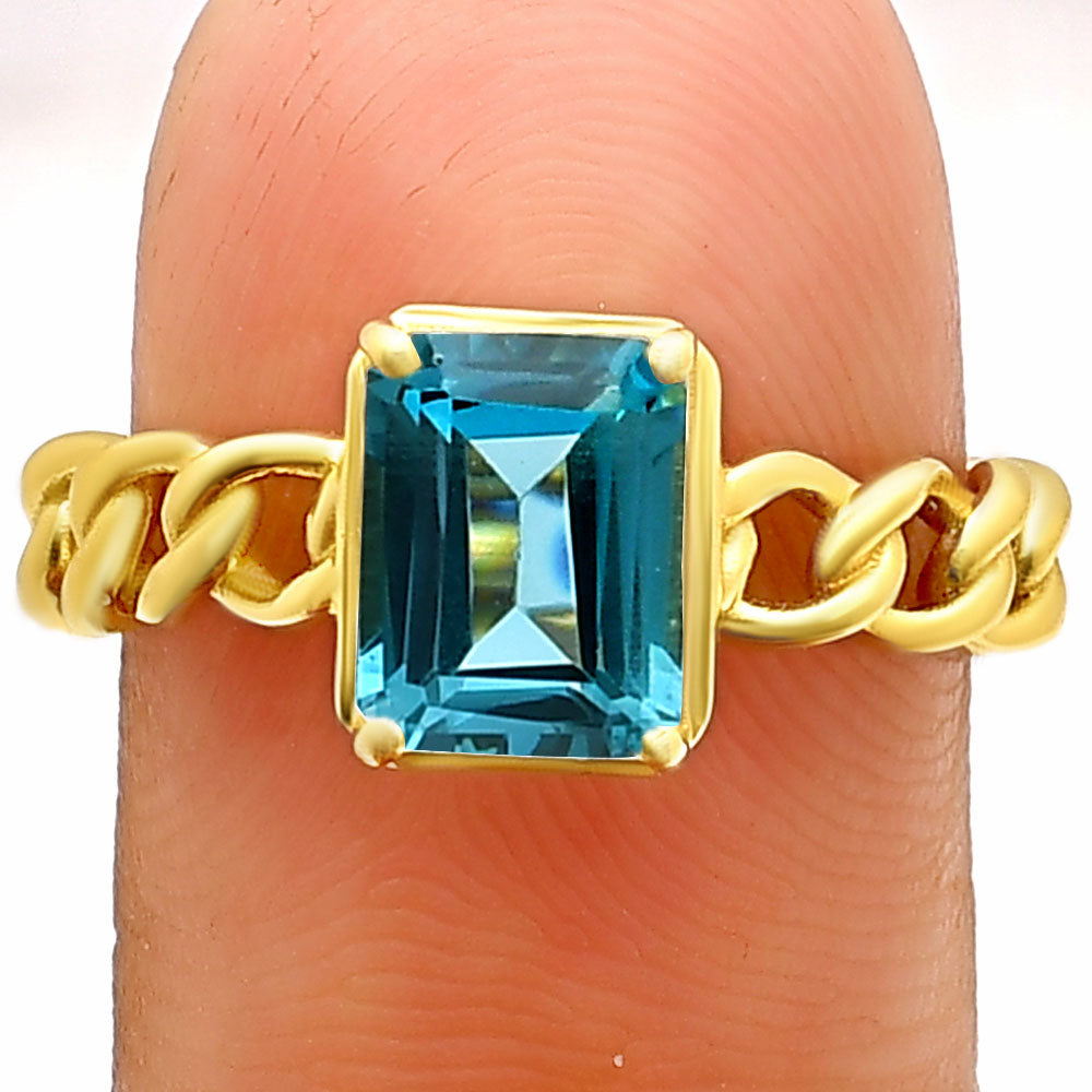 18K Gold Over Brass Natural Gemstones Octagon Shape Ring Size (5-8) TGR1015 RM-1749-10
