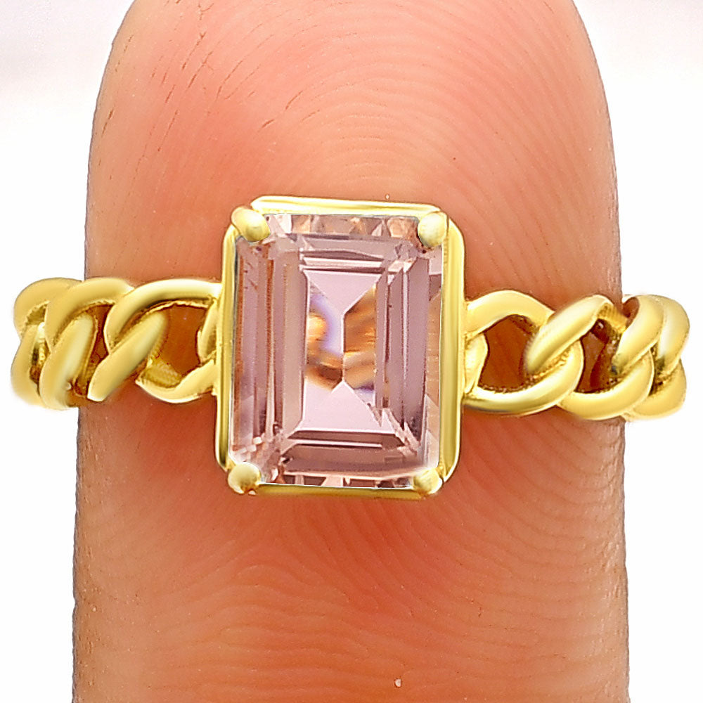 18K Gold Over Brass Natural Gemstones Octagon Shape Ring Size (5-8) TGR1015 RM-1749-11