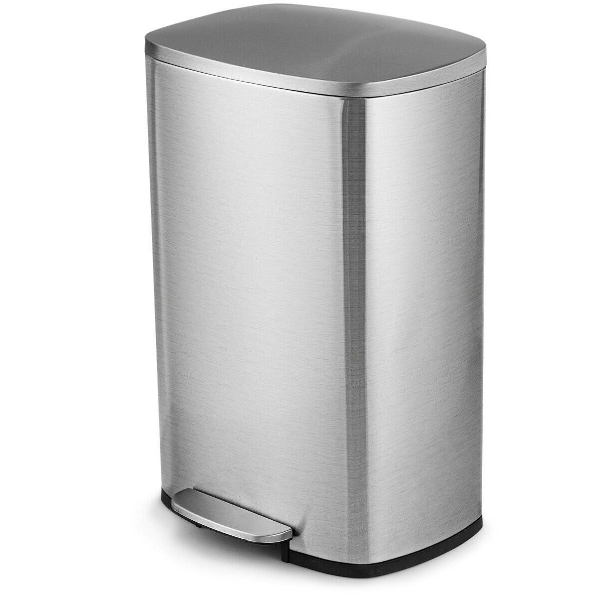 13-Gallon Modern Stainless Steel Kitchen Trash Can with Foot Step Pedal Design-2