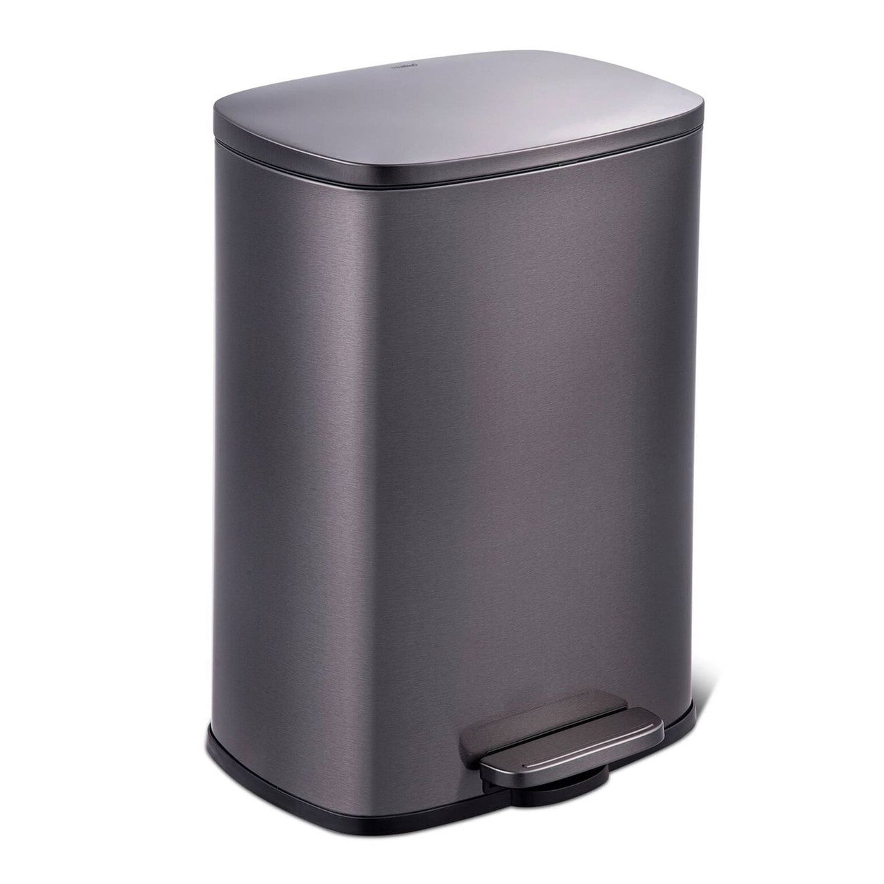 13 Gallon Black Stainless Steel Kitchen Trash Can with Step Open Lid-2