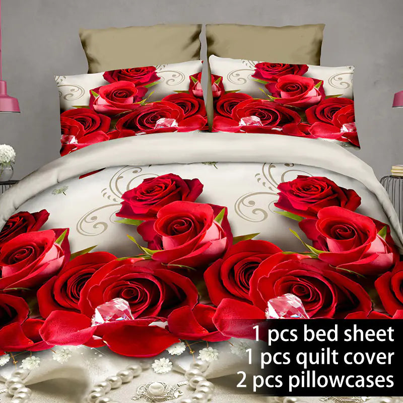 2017 New 3D Bedding Set for Weddings (4 Pieces)