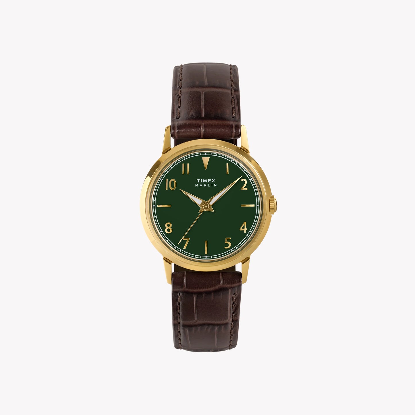 Marlin 34mm Gold Tone Case Brown Strap Green Dial Watch | TW2Y37800-0
